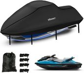 Jet Ski Sea Doo Cover,Upgraded Heavy Duty 420D Watercraft Waterproof Cover with 2 Air Vent Marine Grade UV Resistant fits Seadoo,Kawasaki,Waverunner Polaris from 103" to 114"(Black)