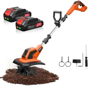 Yofidra 21V Cordless Tiller Cultivator, Electric Garden Tiller, Battery Powered Tiller for Gardening, 350RPM Tilling 9in Width and 6.3in Depth Garden Rototiller for Lawn/Gardening/Soil Cultivation