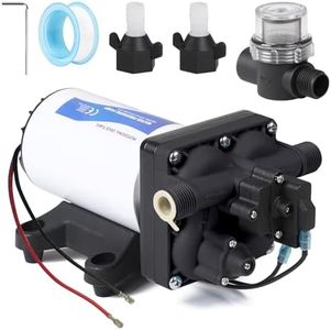 CPROSP Druckwasserpumpe 12v Wohnmobil 17L/min 60W, Membranpumpe Förderhöhe: 40M, Wasserpumpe Selbstansaugend Druckschalter 3.8Bar (55Psi), 4-Kammer-DC-Wasserpumpe für, Yacht, Camper, Marine, IP65