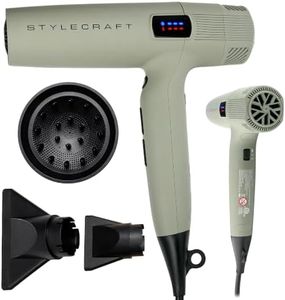 StyleCraft Sage Hair Dryer Professional Lightweight with 2 Concentrator Nozzles, 1 Diffuser
