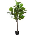 CROSOFMI Artificial Fiddle Leaf Fig Tree 4.5Feet Fake Ficus Lyrata Plant with 56 Leaves Faux Plants in Pot for Indoor Outdoor House Home Office Garden Modern Decoration Perfect Housewarming Gift