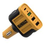 DEWALT 4-Port Mobile USB PD Charger, 60W USB Car Charger, Multi Port Type C USB Car Charger Adapter QC 3.0 Port