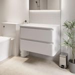 Bathroom Cloakroom Vanity Unit Wall Mounted Storage Cabinet White Gloss 800mm