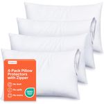 Niagara 4 Pack Pillow Protectors Queen Zippered 20x30 Inches Set White Super Soft Brushed Microfiber Cases Covers Reduces Respiratory