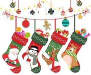 JorYoo Christmas Stocking Set of 4,Large Santa Stocking, 18" Personalised Xmas Stockings for Kid Adults, Red Christmas Decoration Stocking Candy Pouch Ornament1