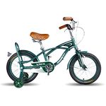 Vaux Beach Cruiser Cycle For Kids 16T With Support Wheels ,Europen Fashion Bicycle For Kids Age 4 To 6 years With Steel Frame, Tubular Tyres, Ideal Cycle For Boys & Girls With Height 3ft 3inch+ (Green)