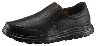 Skechers Men's 77071EC Slip On Trainers, Black Leather, 9 UK