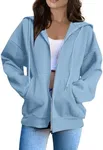 UDAUDU Hoodie Zip Up Short Winter Golf Womans Long Sleeve Beautiful Polyester with Cap Sweatshirts Teen Girls Solid Turquoise M