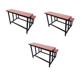 SOMRAJ Duel Desk Kids Double Student Bench Cum Duel Desk Strong and Sturdy Metal Standard Structure with Wooden TOP of RED Colour (Small Students) (3)