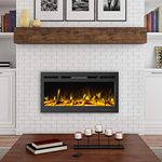 Lavish Home 36" Electric Fireplace- Front Vent Wall Mount or Recessed- Realistic LED Flame- Faux Log & Crystal Media, Remote Control (Black)