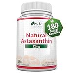 Astaxanthin 12mg - 180 High Strength Softgel Capsules - 6 Month Supply - Powerful Antioxidant Supplement - Astaxanthin from Haemotococcus Pluvialis Algae - Made in The UK