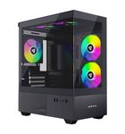 Apevia Phantom-BK Phantom Micro-ATX Dual-Chamber Gaming PC Case w/ 5X 120mm ARGB Fans, 366 RGB Modes, Dual Tempered Glass Panels, 240mm Radiator Support, 2X USB3.0, HD Audio Port, Black