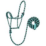 Weaver Leather Braided Rope Halter with 10' Lead, Mint/Black, Average Horse