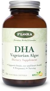 Flora - Premium DHA Vegetarian Algae GreenCaps, Supports Brain and Cognitive Function, Gluten Free, Unrefined Medium-Chain Triglycerides No GMOs, 60 Vegetarian Softgels