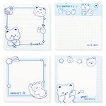 TIESOME Cute Sticky Notes, 4 Pack Cartoon Sticky Notes Cute Bear Markers Flags Self-Stick Memo Pads Students Home Office Roommates Gifts Tab Supplies 320 Sheets (inches, 3.14 x 3.14in)