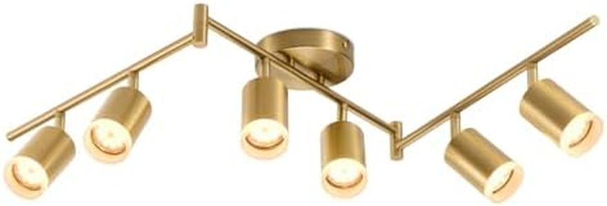 Bojim 6 Light Gold Track Lighting Kit, Modern LED Track Lighting Fixtures Ceiling, Flexibly Rotatable LED Light Head with Acrylic Ring, Kitchen Ceiling Spot Light(GU10 Socket, Bulbs Not Included)