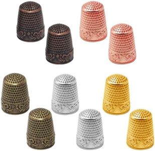 10Pcs Sewing Thimbles,Sonku Metal Thimbles for Hand Sewing Finger Protector for Knitting Needlework DIY Tools