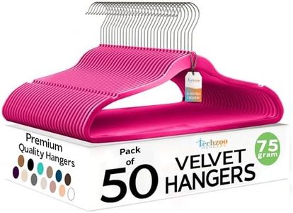 Techzoo Premium Velvet Hangers 50 Pack Ultra Thin Non Slip Adult Felt Space Saving Suit Hanger for Closet Heavy Duty Coat Pants Jackets Dress Hangers 360° Swivel Hook Hold Upto 10 lbs Dark Pink
