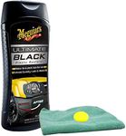 Meguiar's Ultimate Black Plastic Restorer (12 oz) Bundle with Microfiber Cloth & Foam Pad (3 Items)