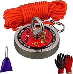 MUTUACTOR 500kg Neodymium Pull-Force Fishing Magnet, N52 Powerful Reminder Magnet with Durable Rope, Gloves and Carry Bag, Robust Magnetic Recovery Magnet for Treasure Hunt