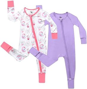 CubbieMoon 2-Pack Bamboo Viscose Baby Pajamas 0-24 Months - Bamboo Viscose Sleepers with Mitten and Feet Cuffs - Baby Sleeper