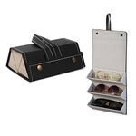 Sunglasses Organizer PU Leather Eyeglass Case Multiple Slot Glasses Box for Home Storage Outdoor Use，Glasses Storage Box，Sunglasses case，Glasses display storage box,multiple glasses case（Black）