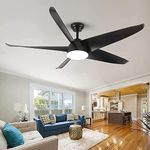 NWIASS 60 Inch Ceiling Fan with Light, Outdoor Ceiling Fans for Patios Waterproof, Modern Black Ceiling Fan with Remote 3 CCT Dimmable Large Airflow, Wet Rated Ceiling Fan for Bedroom Exterior Fan