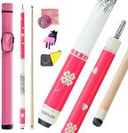 KONLLEN Low Deflection Pink Pool Stick, Young Fashionable Pink Professional Pool Cue Set, Includes 12.5mm Tip, Pink Cue Bag, Towel and Gloves