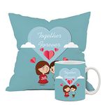 The Purple Tree Polyester Valentines Day Gift Set of Cushion And Mug (1 Cushion, 1 Coffee Mug) Gift For Husband, Boyfriend, Wife, Girlfriend, Valentine Gift, Valentine's Day V1