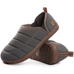 LongBay Men's Two-Tone Slippers with Comfy Memory Foam Non-Slip Indoor Outdoor House Shoes Grey, 10