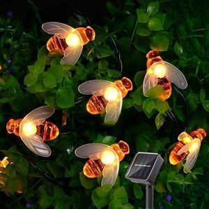 AERYS Solar String Lights Outdoor 21 Ft 30 LED Solar Bee String Lights with 8 Lighting Modes Bumble Bee Lights for Garden Yard Lawn Patio Party Grass Decor (Warm White)
