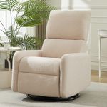 Korser 360° Swivel Glider Chair, Rocking Chair Nursery with Side Pockets, Deep Cushioned Seat, Nursery Chair with Steel Structure Base, Sherpa Swivel Chairs for Living Room, Bedroom, Khaki
