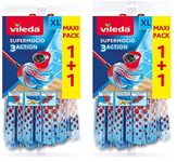 4 x Vileda Supermocio 3 Action Microfibre Mop Head Replacement Refill Blue