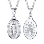 Miraculous Mary Medal Necklace, Lady of Guadalupe Necklace, Virgin of Guadalupe Necklace, Platinum Plated Religious Virgin Mary Medallion Pendant Necklace for Women