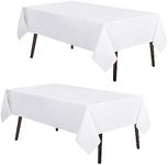 MYSKY HOME 2Pack White Tablecloth 60x84 Inch Rectangle Table Cloth for 4 Feet Table- Wrinkle Resistant Washable Polyester Table Cover for Dining Party Camping and Halloween