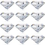 Jucoan 12 Pack 2 Inch/50 mm Diamond Shaped Glass Crystal Paperweight, Clear K9 Glass Faceted Diamond Gems Jewels Ornament for Home Office Wedding Birthday Centerpiece Decor Gift for Kids