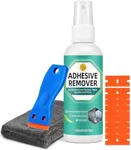 Adhesive Remover Spray, 4.06 Oz Glue Remover with Plastic Scraper and Towel, Surface Safe Sticky Stuff Remover for Car, Windows, Floor, Sticker Remover Rapidly Removes Labels, Gum, Tape, Wax