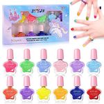 ETYJO Kids Nail Polish Set 12 Rainbow Colors Quick Dry Non Toxic Nail Polish Set for Girls Peel off Water Based Girls Nail Polish Kit for kids Age 3-12