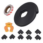 Amazon Brand - Supples Baby Proofing Kit | 16.4 Ft Edge Guard, 8 Pre-Taped Corner Protectors, 1 Door Stopper, 1 Tape | Safe, Versatile, Customisable, Tested as per IS9873 Standards (Black)