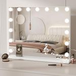 Dripex Bluetooth Hollywood Vanity Mirror with Lights, 58 × 45 cm Large LED Makeup Mirror with 15 Dimmable Bulbs, 3 Color Modes, USB Port, Lighted Vanity Mirror for Bedroom and Dressing Room