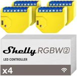 Shelly RGBW2 | WiFi Smart Remote Control for RGBW Led Strips | Home Automation | Compatible with Alexa & Google Home | iOS Android App | No Hub | Timer Schedule | Dimmable Lights | RGB Switch (4 Pack)