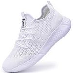 BUBUDENG Mens Running Shoes Trainers Sports Gym Walking Jogging Athletic Fitness Outdoor Sneakers,White,9 UK(Label Size: 43)