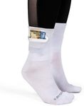 Flippysox Zipper Sock Wallet - Cotton & Polyester Zipper Socks with Pockets - Fits shoe size 6-13 (White)