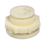 Quickun 1.5" ABS Bulkhead Water Tank Connector Adapter Fitting with Plugs Thru-Bulk Pipe Fitting (Set of 1)