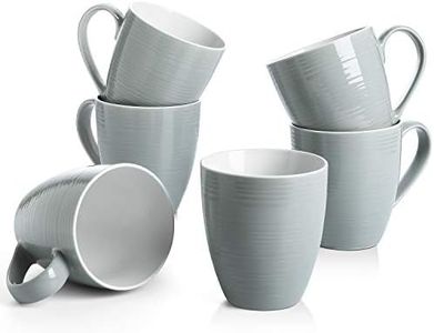 DOWAN Coffee Mugs, 17 Oz Coffee Mug Set of 6, Corrugated Tea Mugs (Grey)