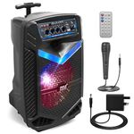 Portable Bluetooth PA Speaker System – 400W Rechargeable Outdoor Bluetooth Speaker with 20 cm Subwoofer, 2.5 cm Tweeter, Recording, Mic Input, Party Lights, USB/SD, and Radio