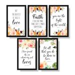 Printality Bible Verse Wall Hanging Frames Combo Of 5 Frames Office Wall Décor || Bible Quotes Christians Verse Photo Frames Size Hanging Frame for Decoration Room, Bedroom, Hall