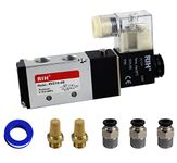 RIH Pneumatics Solenoid Valve 4V210-08 12V/24V/110V Single Coil Pilot-Operated Electric 2 Position 5 Way Connection Type (1/4"NPT, DC12V)