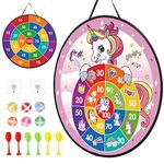 LAMEK Unicorn Dart Board for Kids Unicorn Tossing Games 26''Double Sided Dart Board Game Dart Throwing for Kids Girls Boys Party Tossing Games Indoor Outdoor Activities