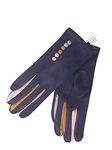 Vera Tucci 'Margot' Ladies' Gloves Suede Feel Touch Screen Multi Coloured Fingers G05 - NAVY, SMALL